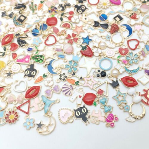 40Pcs DIY Mixed Enamel Random Color Alloy Pendant Charms Jewelry Accessories 
