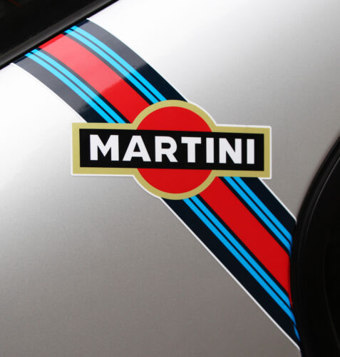Martini Stil 'Blitze' Logo Streifen X2 ideal für Roller Motorrad usw. 