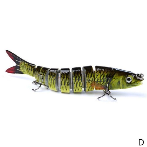 3D Dancing Fishing-Lure 8-Segement 5.2in//19g Pike-Lure With Mouth Swimbait W2J1