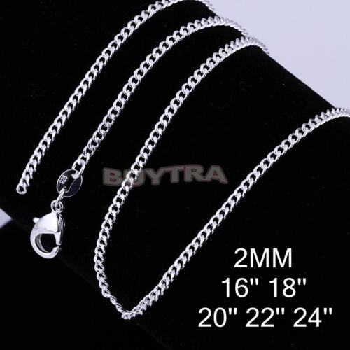 Light 1pcs silver plated Flat Curb Chain Necklace 16/"-24/" fashion new.