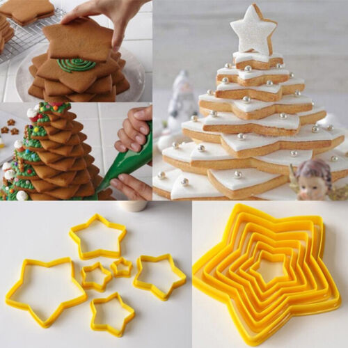 6Pcs Five-pointed Star Fondant Cutter Cookie Pastry Biscuit Cake Decorating Mold