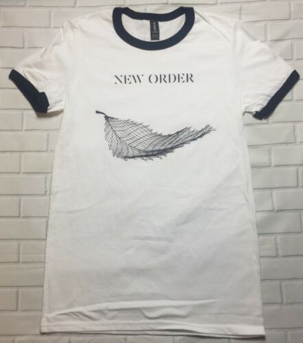 New Order Leaf Outline  'White'  Ringer T-Shirt 
