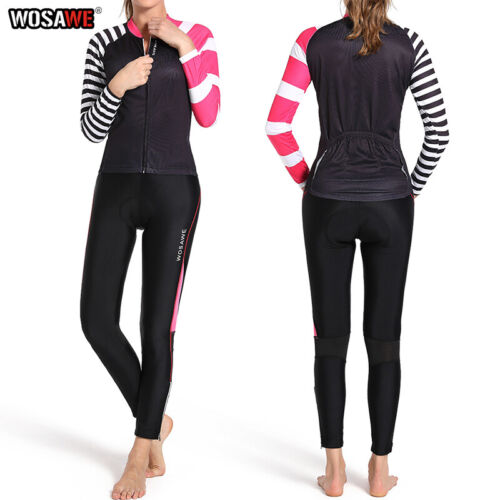Women Cycling Outfits Long Sleeve Jersey /& Trousers Clothing Bike Shirt Tight