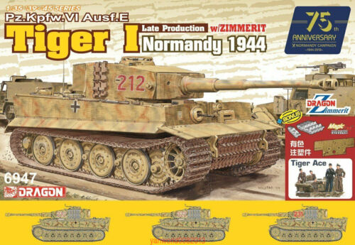 DRAGON 6947 1//35 Tiger I Late Production w//Zimmerit Normandy 1944 TANK