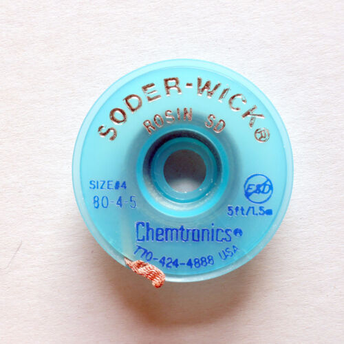 CHEMTRONICS SODER-WICK DESOLDERING BRAID Rosin Size #2 #3 #4 1.5-2.8mm 1.5M 5ft