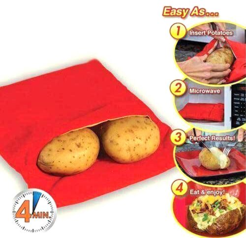 4 Minutes Jacket Potato Express Microwave Cooker Bag Reusable Washable 