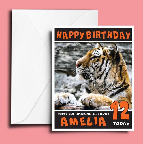 Personalised Custom drôle tigre Carte D/'Anniversaire Choisir Design