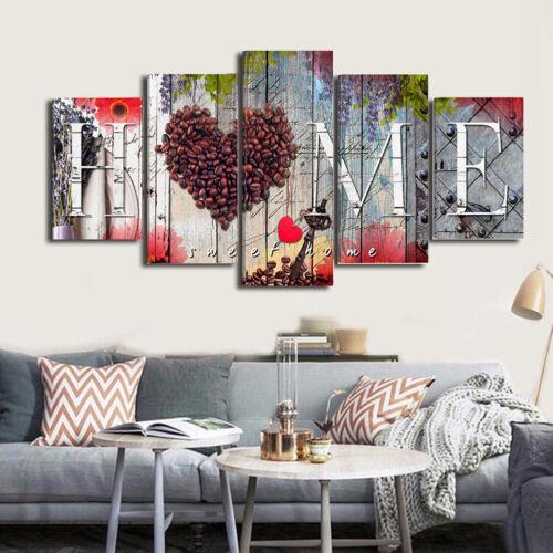CW_ 5Pcs Love Heart Home Canvas Wall Painting Picture Living Room Bedroom Art De 