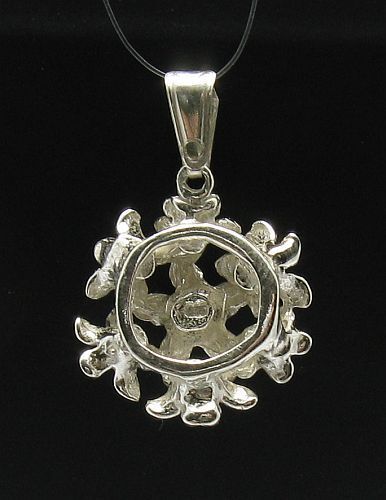 STERLING SILVER PENDANT FLOWER 925 CHARM NEW PE000403 EMPRESS SOLID 