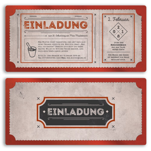 Cards Stationery Einladungskarten Zum Geburtstag Als Eintrittskarte Vintage Retro Karte Einladung Home Furniture Diy Omnitel Com Na