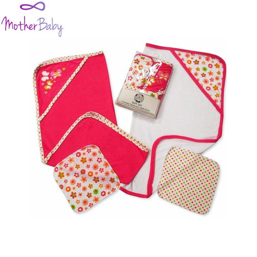 Baby Hooded Towel Wash Cloth Set 100/% Cotton Blue Red Yellow Gift Shower Soft