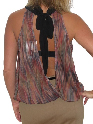 Chiffon Sleevless Open Back Halter Neck Top Multi Colour Summer Evening 6-12