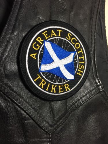 A Great Scottish Triker Sew on Patch Badge  Biker Scotland Harley Veteran