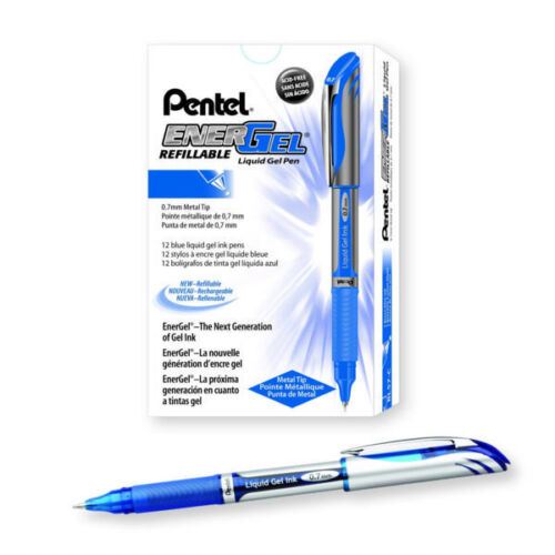 Quality gel pen Pentel EnerGel XM Rollerball pens Packs of 12 Blue or Black 