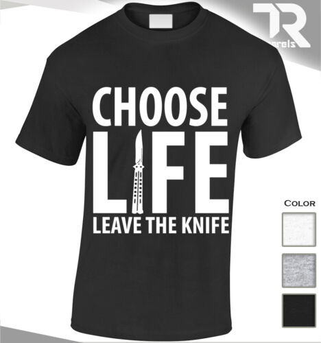Elige la vida deja el cuchillo Camiseta detener el crimen Cuchillo Mariposa Cuchillo Wham Retro