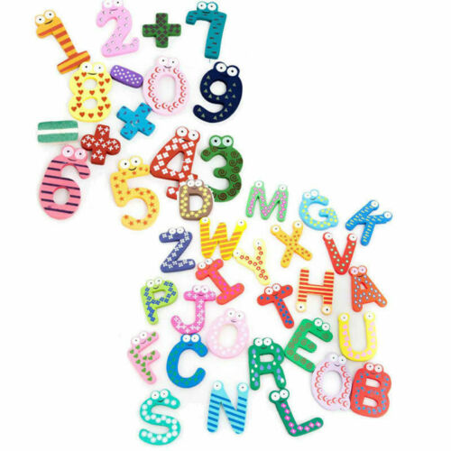 Fun Wooden Magnetic Fridge Magnet Numbers &Alphabet Letters Educational Kids Toy