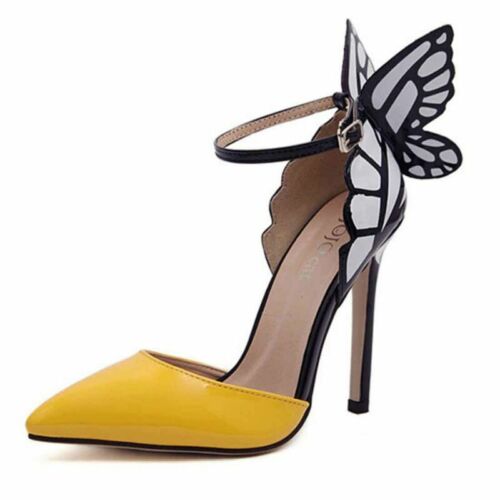FEMME PAPILLON AILES stiletto high heels Bowtie Toe Cheville Sangle Sandales Chaussures