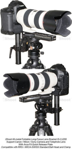 Teleobjektiv Halterung Objektivschiene Kameraplatte für Kugelkopf Stativ Schelle 
