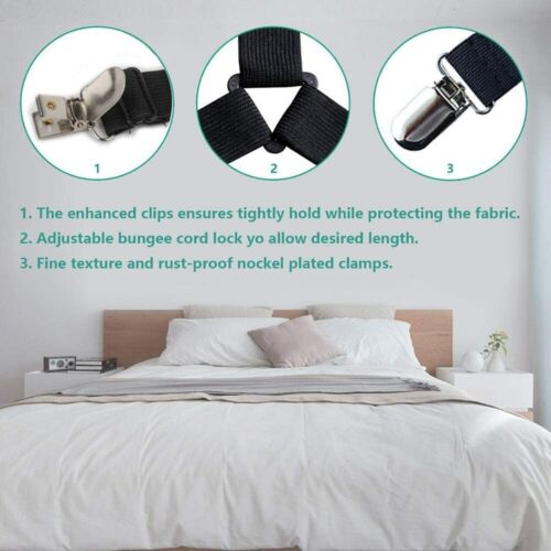 All in one Bed Sheet Straps Grippers Fasteners Clips Holder for Mattress Covers