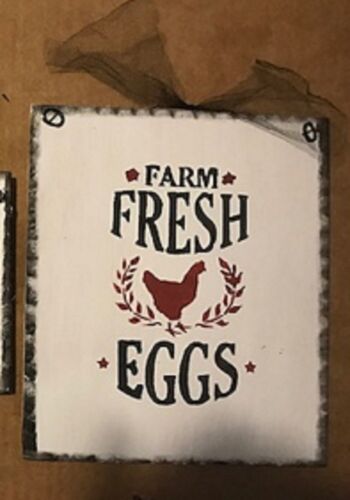 La granja Fresco Huevos De Pollo Gallo país Cocina de Arte para Decoración de pared madera signo de granja