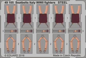 Steel, 1 Photo-Etched Sheet Eduard Models 1//48 WWII Italy Fighters Seatbelts