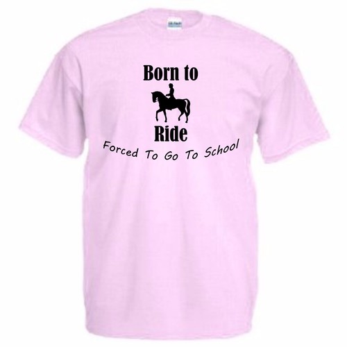 Born Ride Kids T-Shirt School Riding Horse Rider Tshirt Sizes 5-15 H10