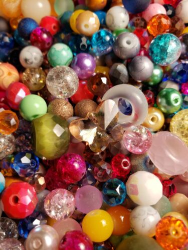 210 GLASS Beads Random Mix 100% NEW 8-12mm Assrtd Sizes & Styles 3 BONUSES 