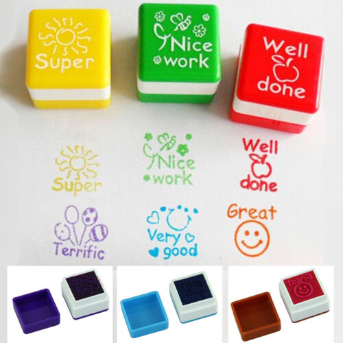 6pcs Teacher/School stamp personalised self inking rubber assorted Specified 