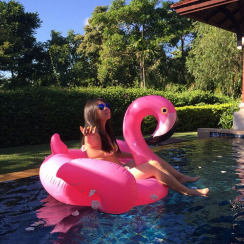 Giant Inflatable Flamingo Swimming Pool Lounger Float Raft Bed Beach Water Toy