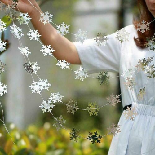4m Snowflake Paper Garlands Ornaments Xmas Decorations Home Ornament K0V7