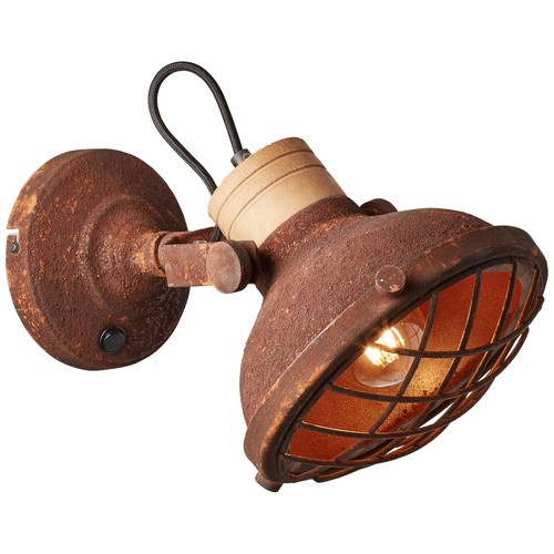 Wand Industrie Leuchte Lampe Spot Strahler mit Schalter CHARO rostfarbend NEU