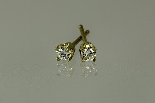 DIAMOND EARRING SALE! 1//4 CTW 14K YELLOW GOLD 4 PRONG POST EARRINGS
