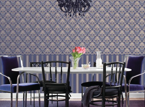 Wallpaper roll navy blue stripes modern wall coverings textured striped lines 3D
