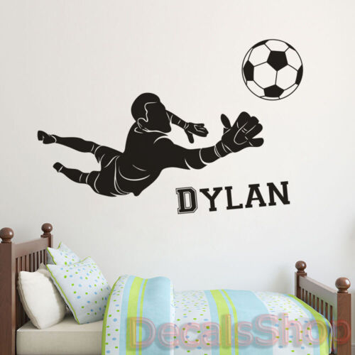 Football Goalkeeper Wall Decal Sticker Decor Soccer Custom Personalised Boy Name 