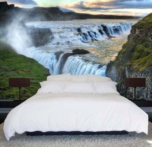 Gulfoss Waterfall Iceland Magic 3D Full Wall Mural Photo Wallpaper Home Dec Kids 