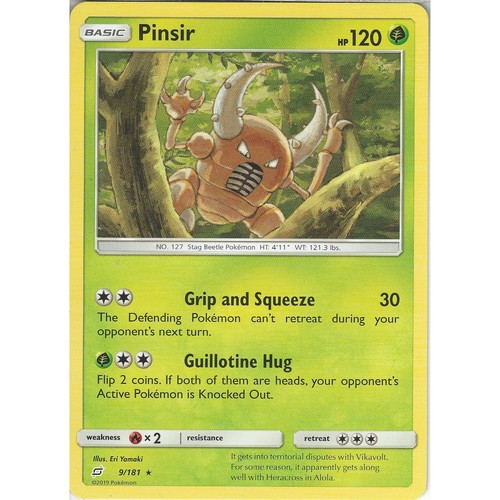 Pinsir Trading Card Game Rare Card Pokemon Sun /& Moon Team Up 9//181