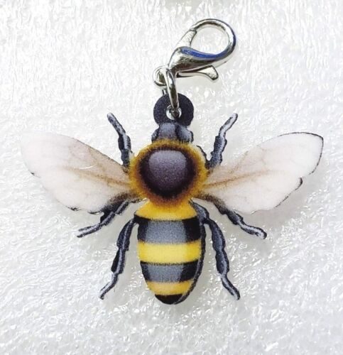 Honey Bee Double-Sided Acrylic Purse Charm Zipper Pull Jewelry
