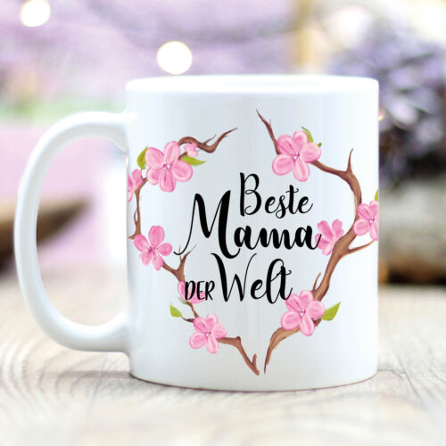 Kaffee Tasse bedruckt Muttertag Mama ist die Beste Blumen Geschenk T391 Tasse