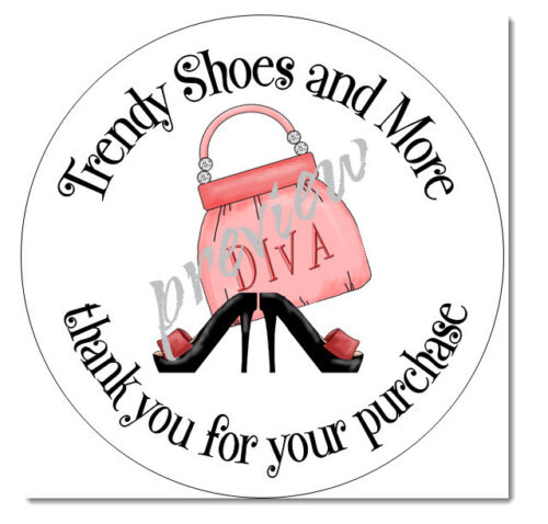 CUSTOMIZED BUSINESS THANK YOU STICKER LABELS STYLISH SHOE AND PURSE