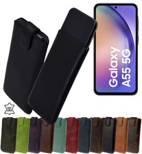 Suncase® Hülle Tasche Echt Leder Handyhülle Case Etui für Samsung Galaxy A55