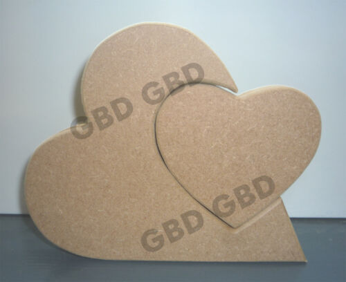 IN MDF 130mm x 18mm thick HEART WITH SMALLER HEART INSERT //WOODEN CRAFT SHAPE
