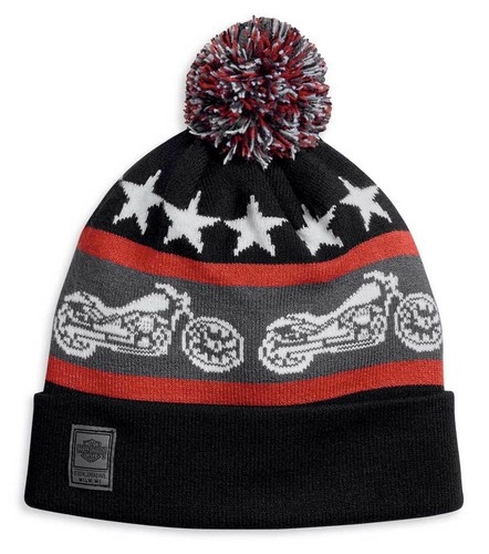 Harley-Davidson® Men/'s Retro Cuffed Bobble Pom Knit Hat 97611-20VM
