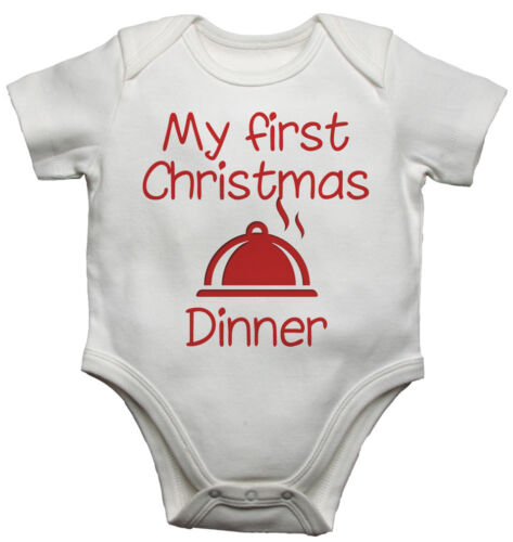 Baby Vests Bodysuits Baby Grows My First Christmas Dinner Soft Cotton Unisex 