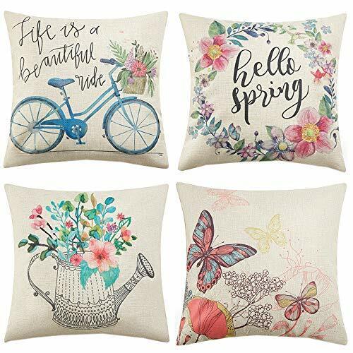 Anickal Spring Decorations Set of 4 Decorative Pillow Covers 18 x 18 Hello Sprin