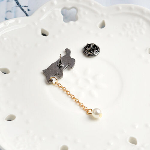 Cute Enamel Pearl Cat Brooch Pins Shirt Collar Pin Breastpin Women Jewelry HC 