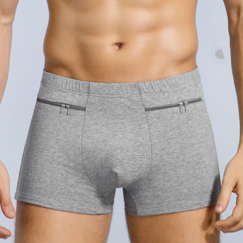 Men Boxer Shorts Brief with Hidden Side Pockets Travel Underwear Underpants