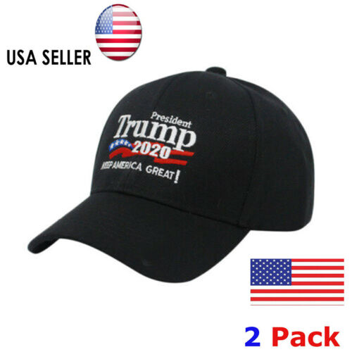 2 PACK Trump Cap Keep America Great MAGA hat President 2020 WIN 2020 Black Sd
