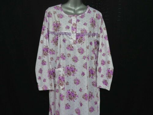 SOFT NIGHTDRESS GOWN ROBE SIZES 10-12 TO 26-28 COTTON RICH LONG SLEEVE