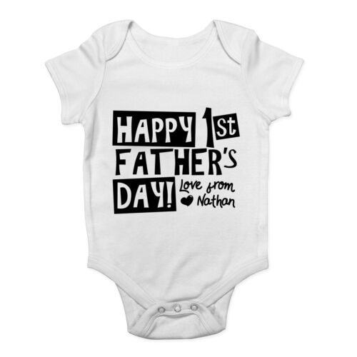 Happy 1st Father's Day Personalised Boys Girls Baby Grow Gift Vest Bodysuit 