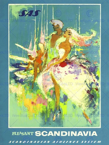 TRAVEL SCANDINAVIA SAS AIRLINE VINTAGE POSTER ART PRINT 1021PY
